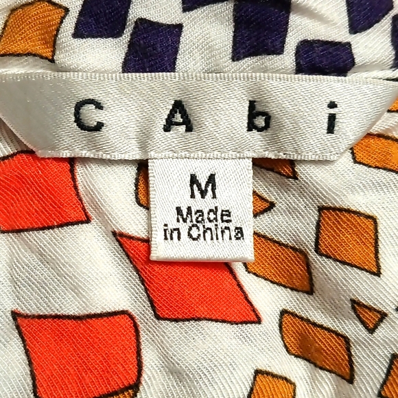 CAbi Navy Orange Geometric Print 3/4 Sleeve Button Up Shirt Size M. - Picture 15 of 15
